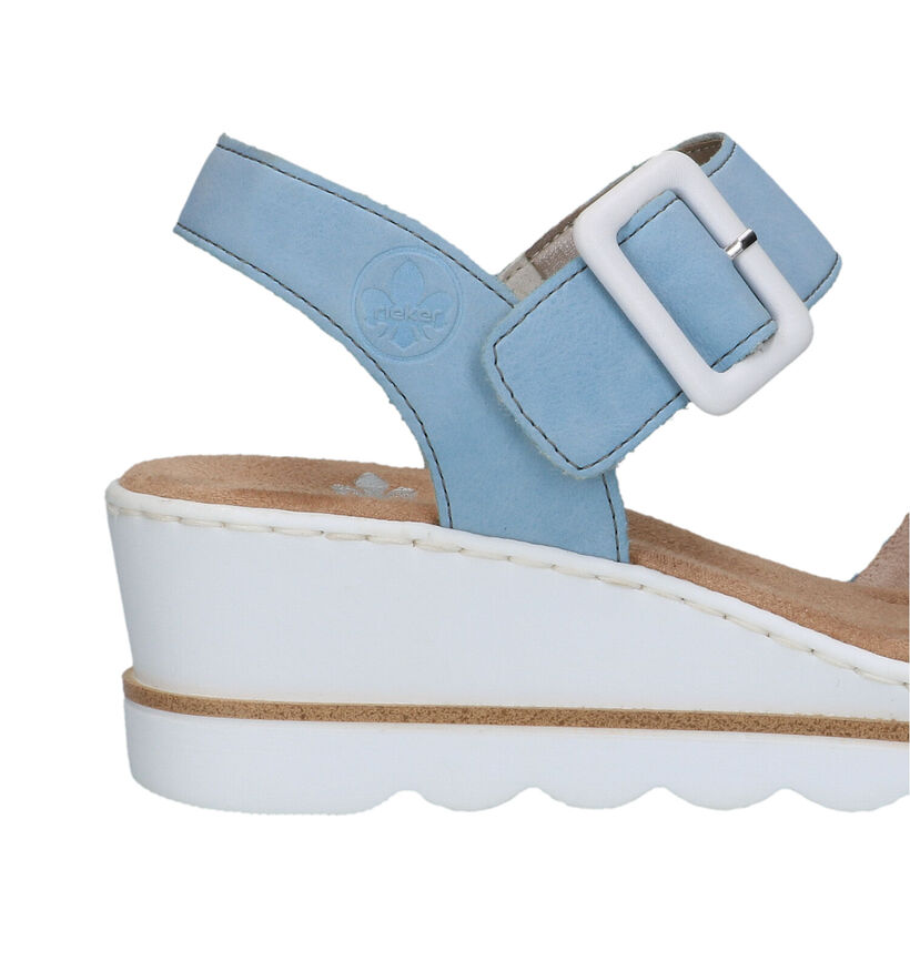 Rieker Sandales compensées en Bleu clair pour femmes (323668)