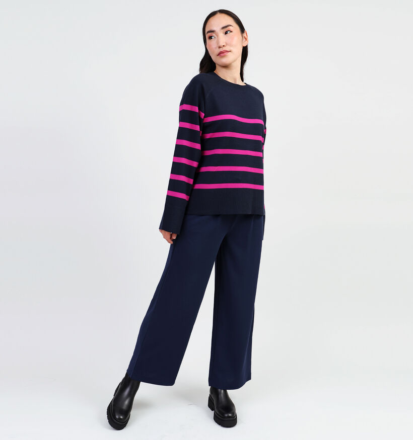 Pieces Sia Blauwe Gestreepte trui voor dames (344983)