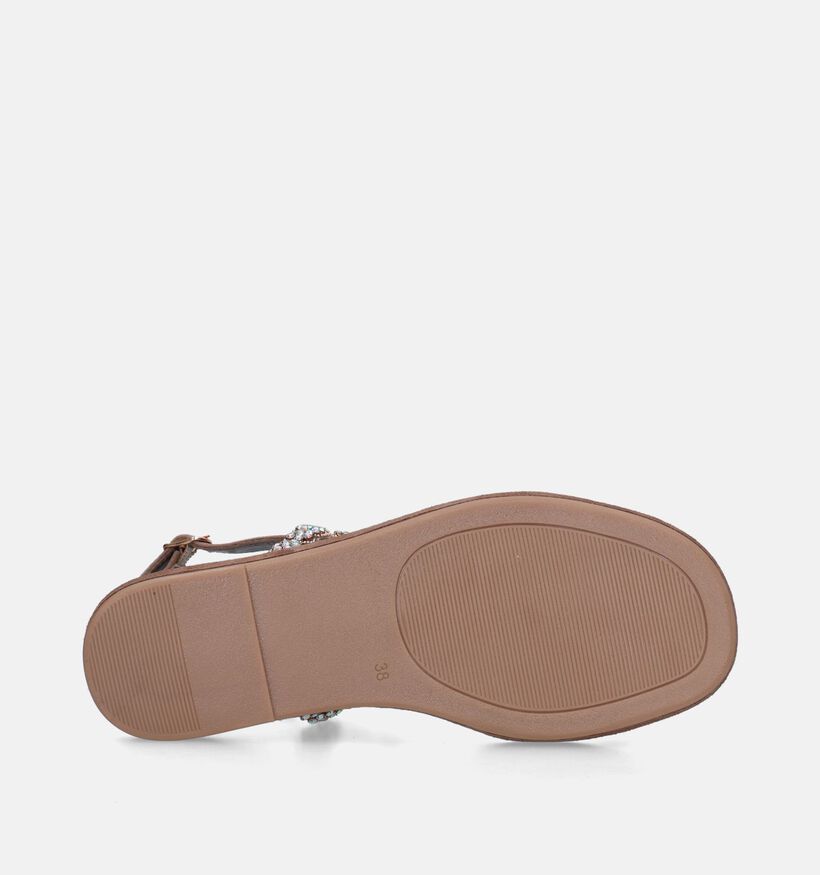 Lazamani Sandales plates en Cognac pour femmes (338384)