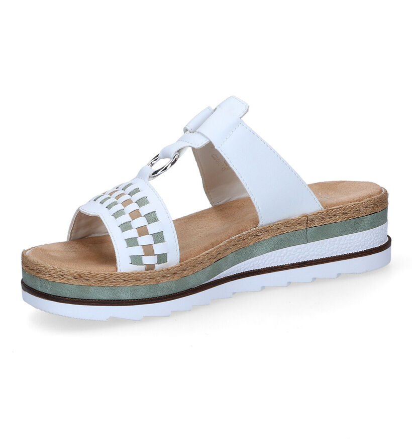 Rieker Nu-pieds compens&eacute;es en Blanc en simili cuir (307166)