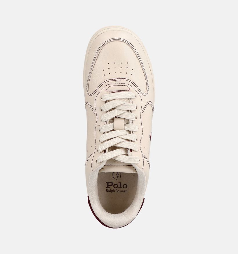 Polo Ralph Lauren Masters Baskets en Blanc/Bordeaux pour femmes (377207) - pour semelles orthop&eacute;diques