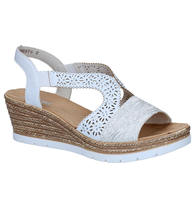 Rieker Witte Sandalen met sleehak voor dames (339118)