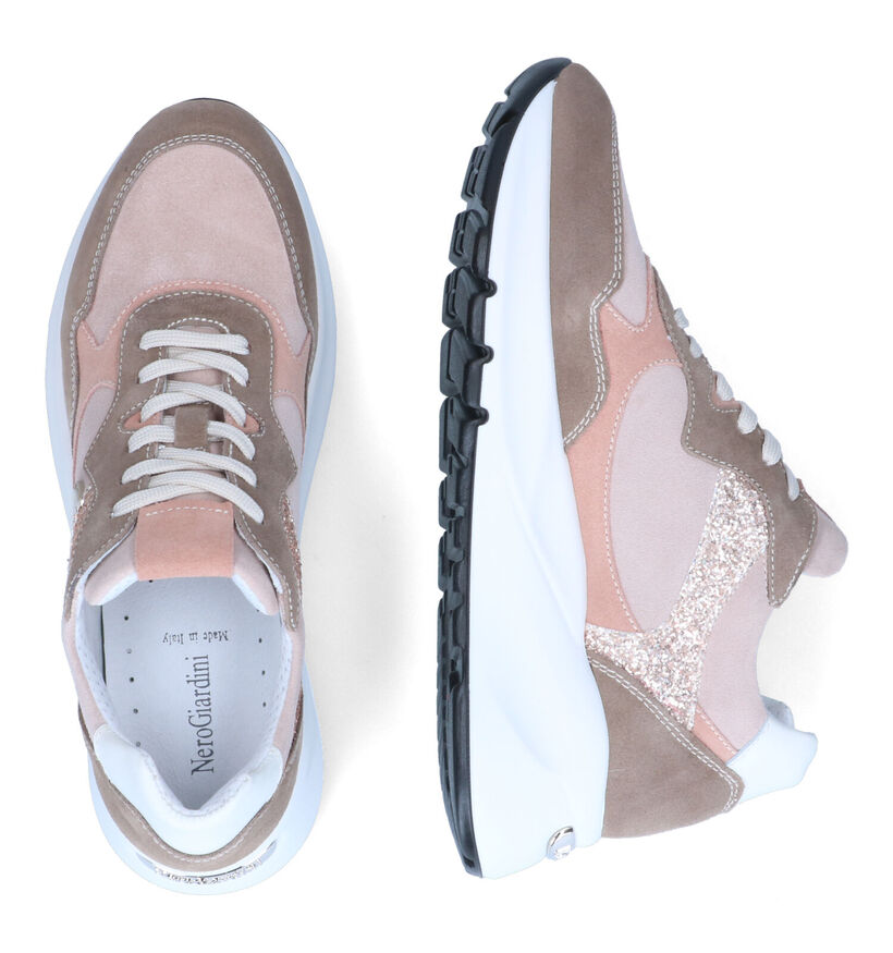 NeroGiardini Taupe Sneakers in leer (307511)