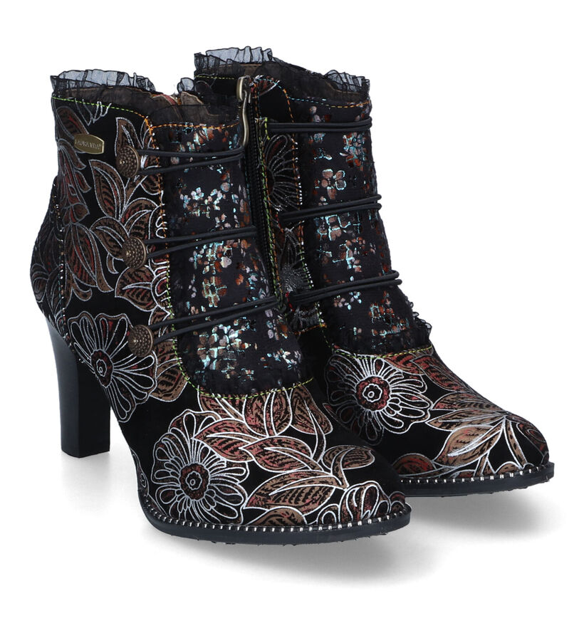 Laura Vita Alcbaneo Bottines à talons en Noir en textile (316692)