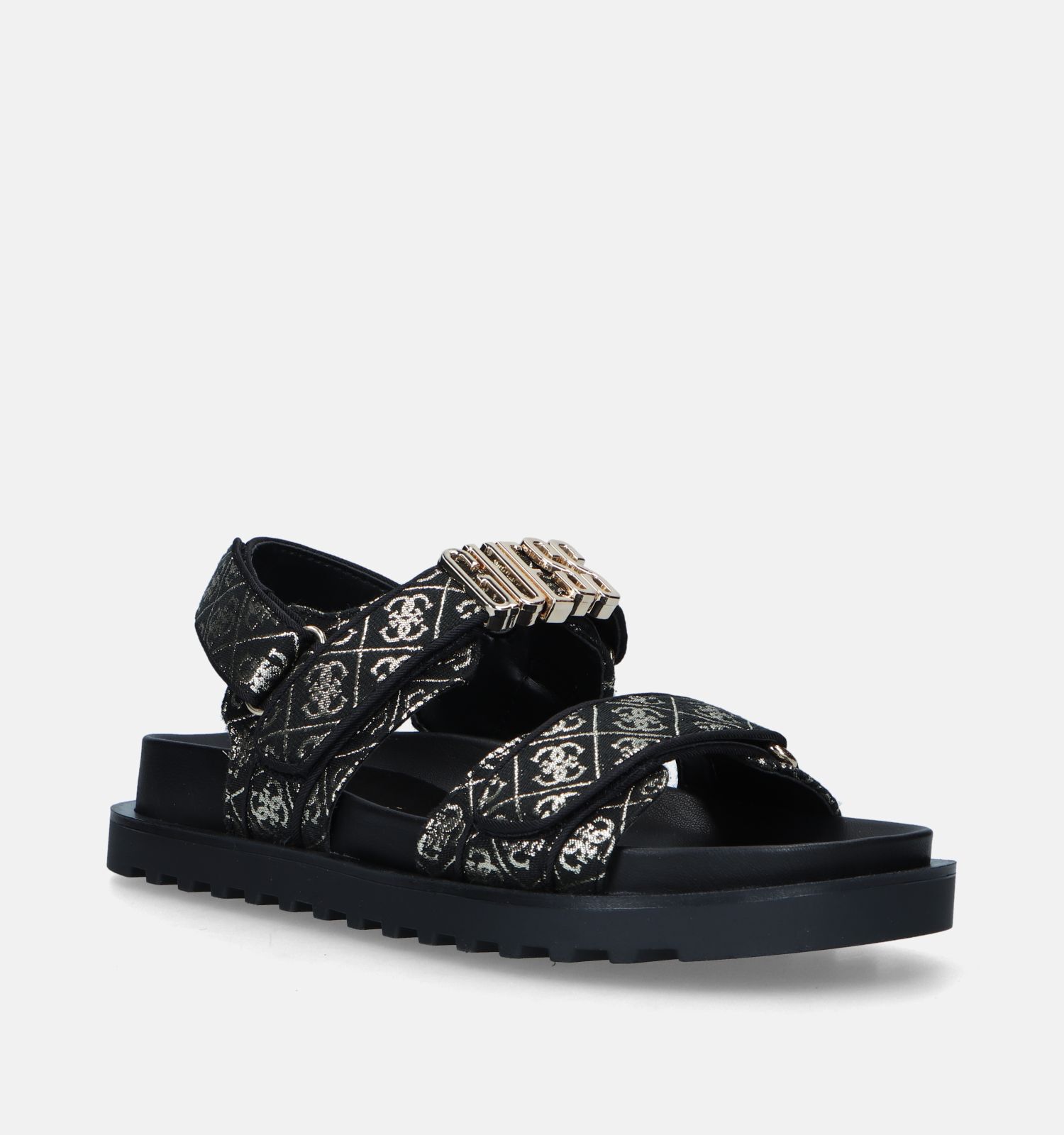 Guess Fabelis Zwarte Sandalen Met Plateauzool Dames Sandalen