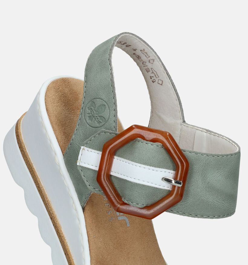 Rieker Sandales talon compensé en Blanc pour femmes (354959)