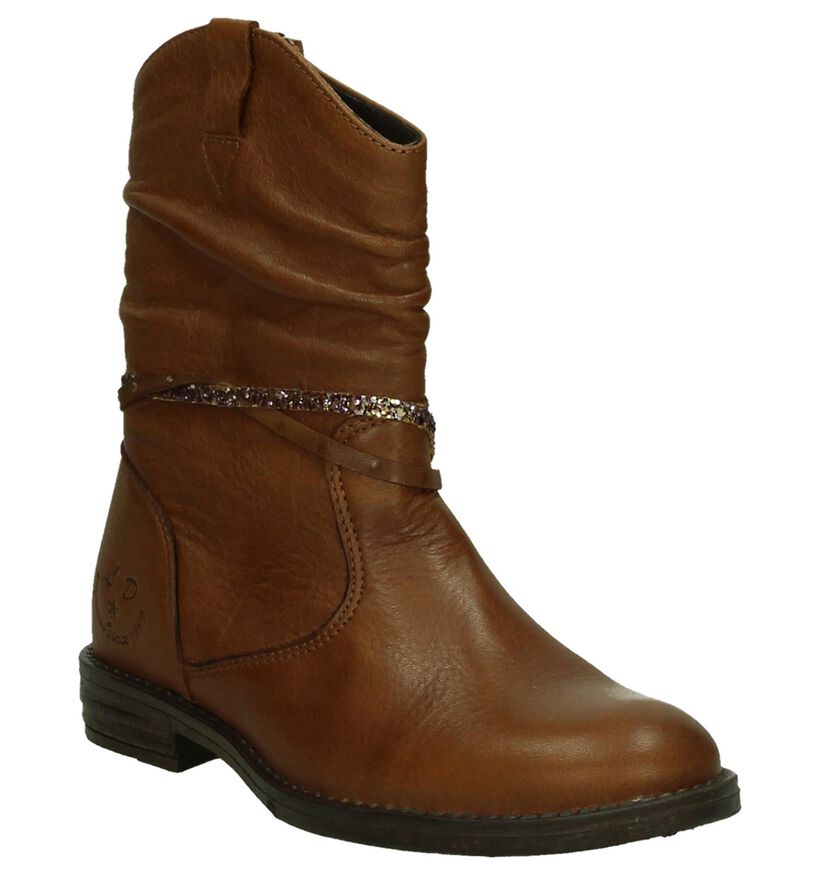 Little David Bottes basses en Cognac en cuir (205421)