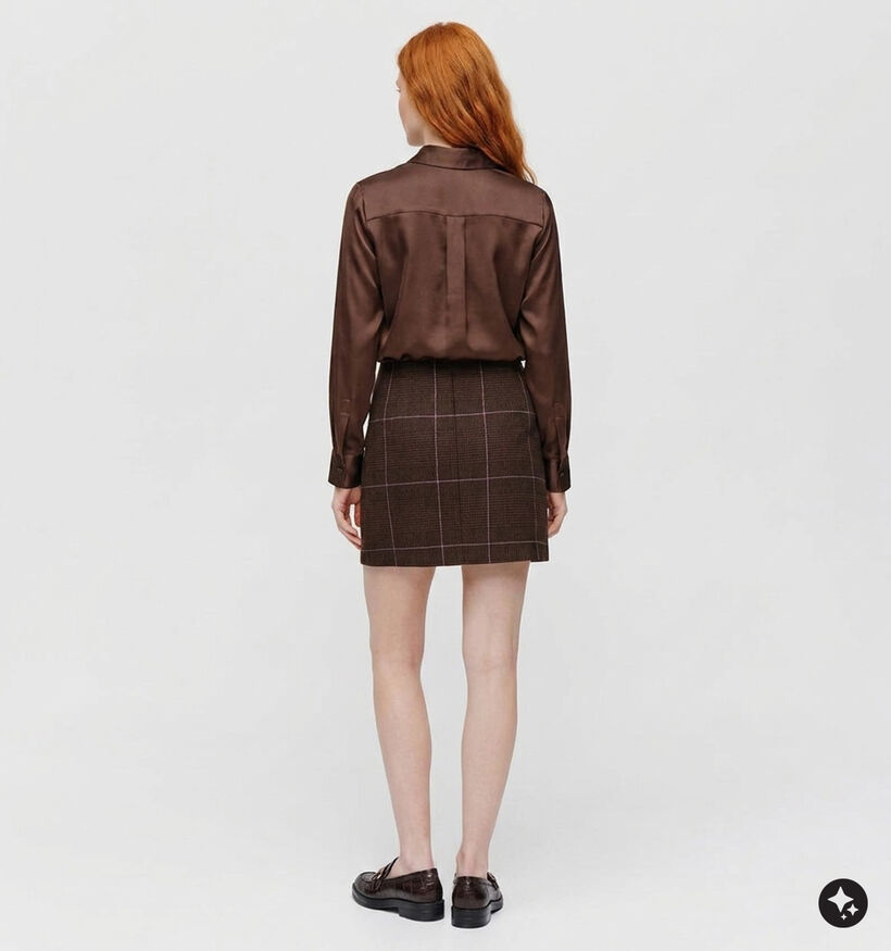 Pieces Amina Geruite Donkerbruine Mini-Rok voor dames (379323)