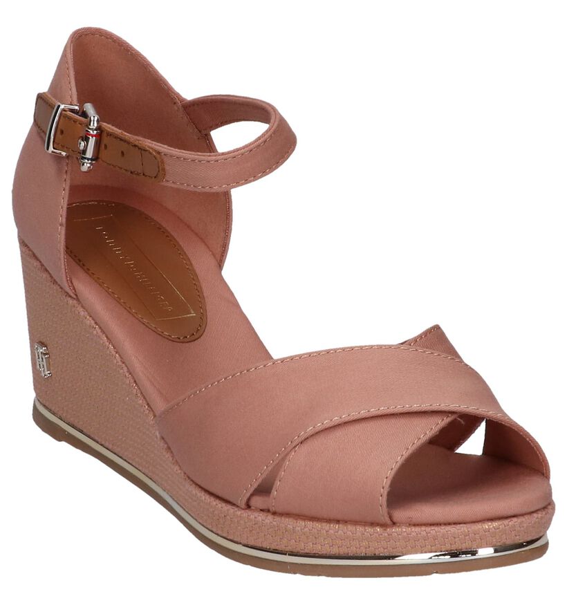 Roze Sandalen Tommy Hilfiger Feminine Mid Wedge in stof (241801)