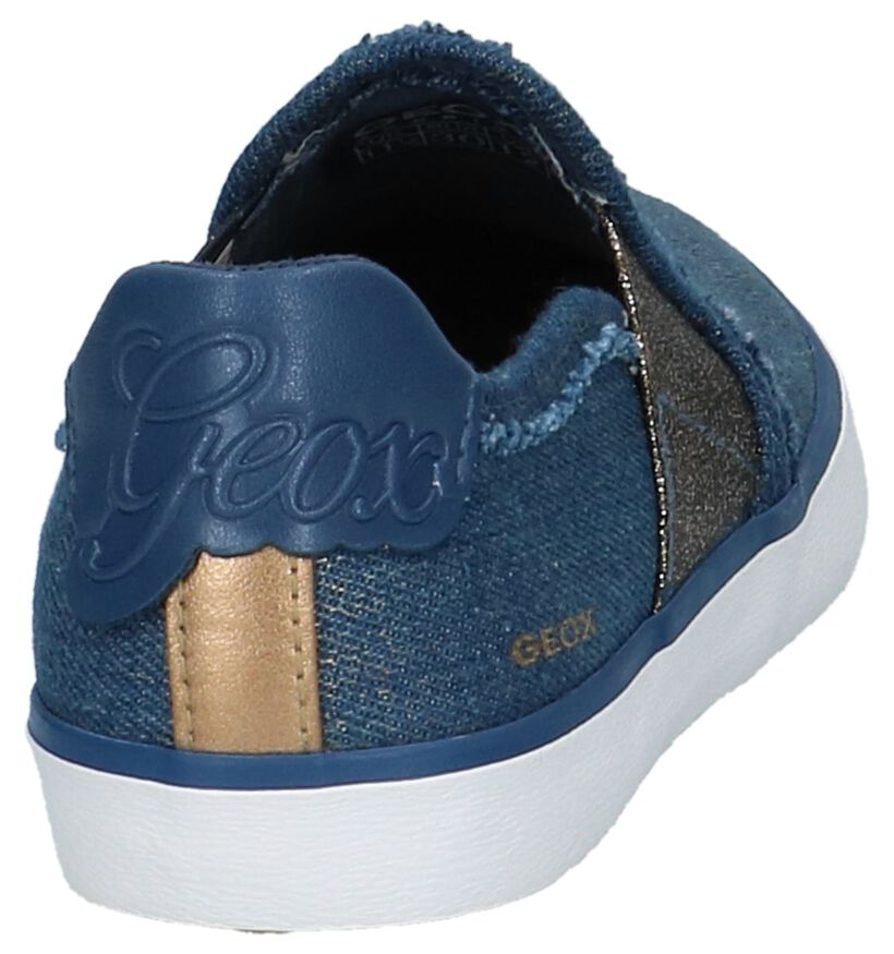 Blauwe Slip-on Sneakers met Sterren en Glitters in stof (210501)