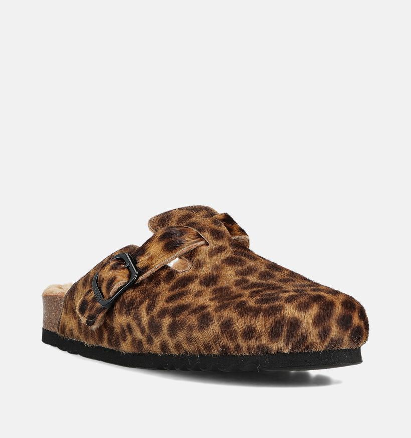 Scholl Bruine/Leopard Gesloten Slippers voor dames (364555)