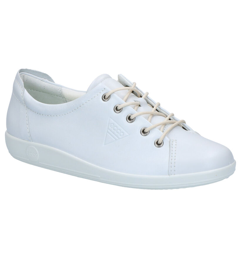 ECCO Soft 7 Witte Veterschoenen in leer (270020)