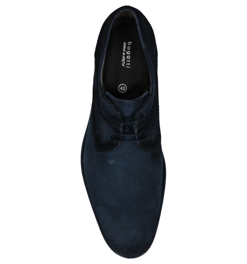 Bugatti Blauwe Geklede Veterschoenen in nubuck (221556)