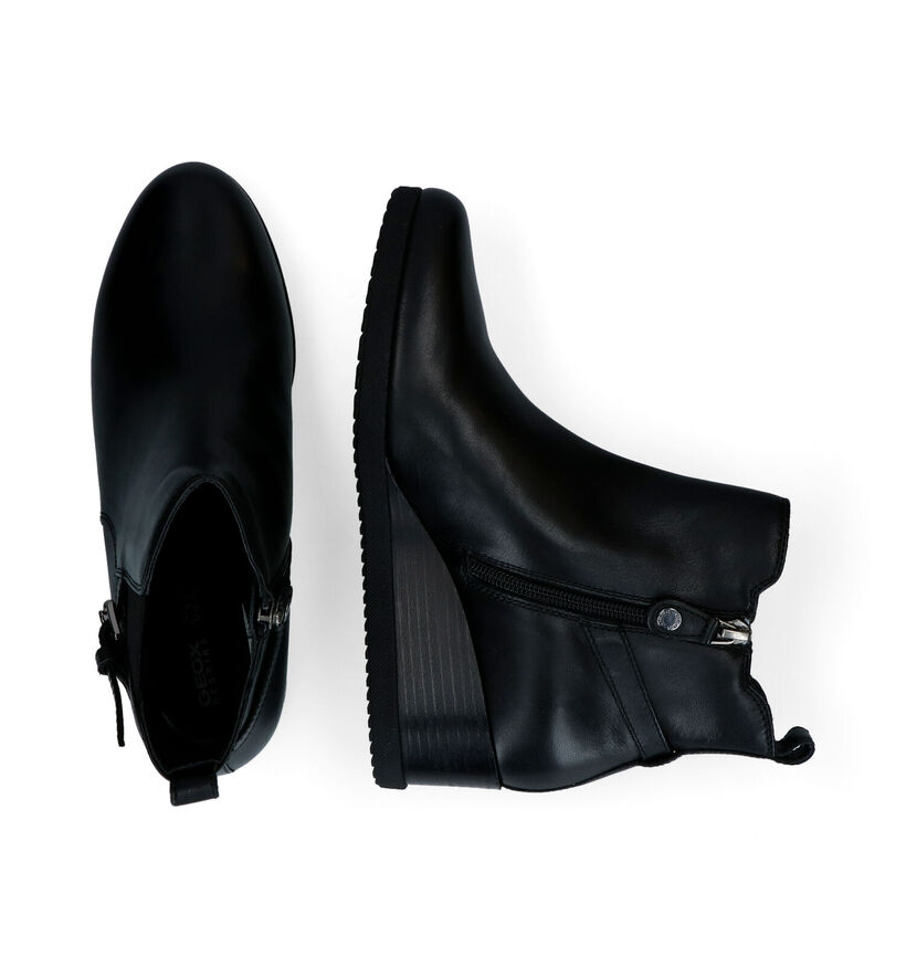 Geox Anylla Zwarte Enkellaarzen in leer (301066)