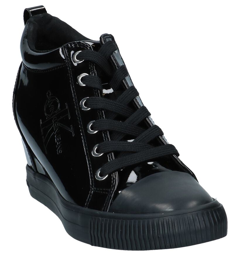 Zwarte Lak Sneakers met Sleehak Calvin Klein Ritzy, Zwart, pdp