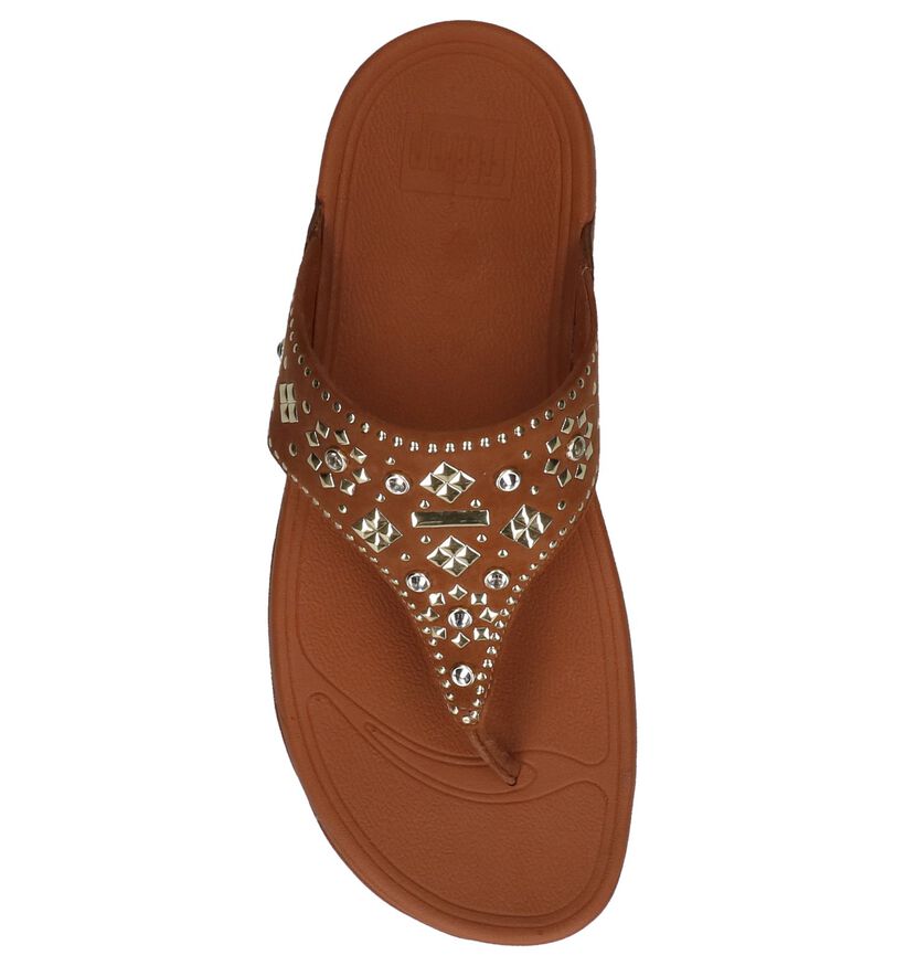 FitFlop Lulu Aztec Stud Toe-Thong Sandals Cognac, , pdp