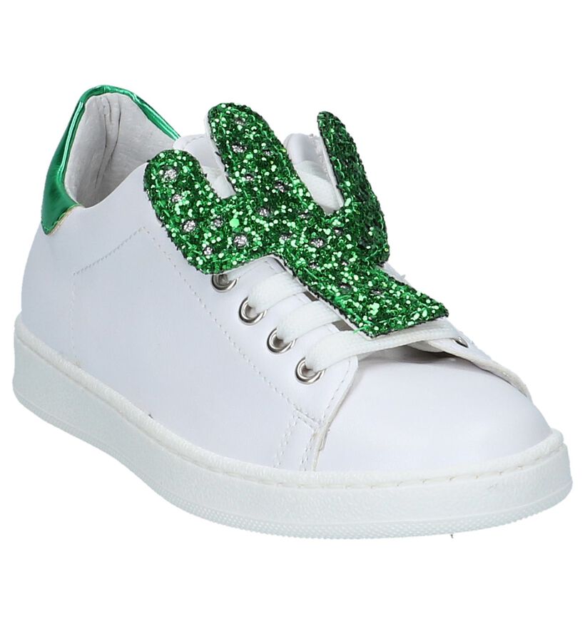 Witte Lage Geklede Sneakers Milo & Mila Zip Cactus in kunstleer (232641)