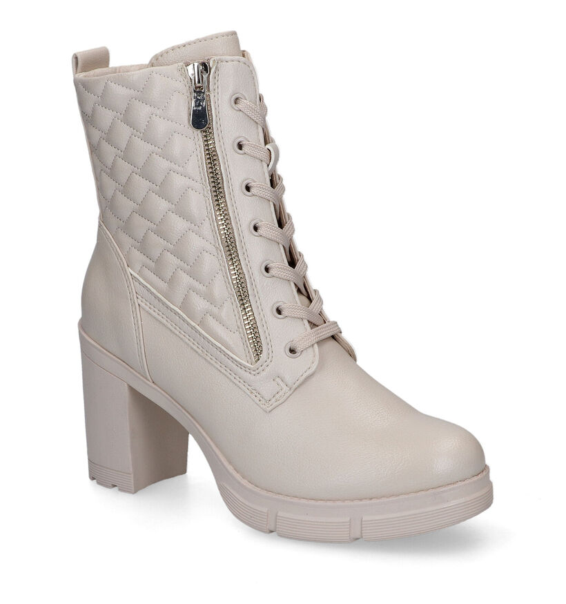 Marco Tozzi Bottines à lacets en Beige clair en simili cuir (300197)
