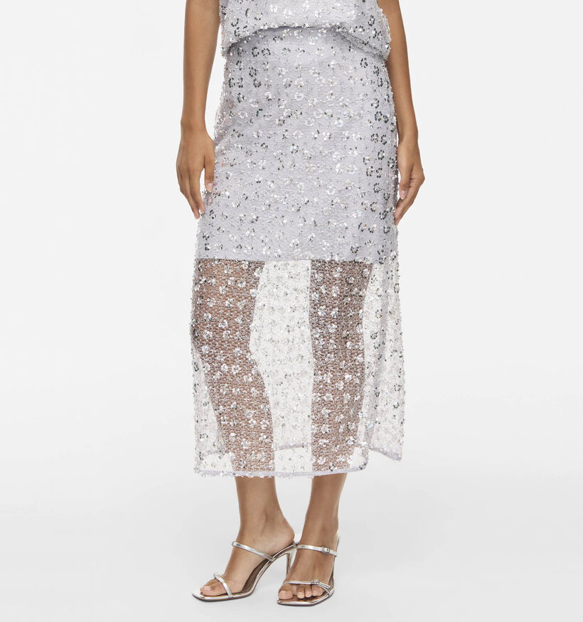 Vila Glita Sequins Zilveren Midi-Rok voor dames (382039)