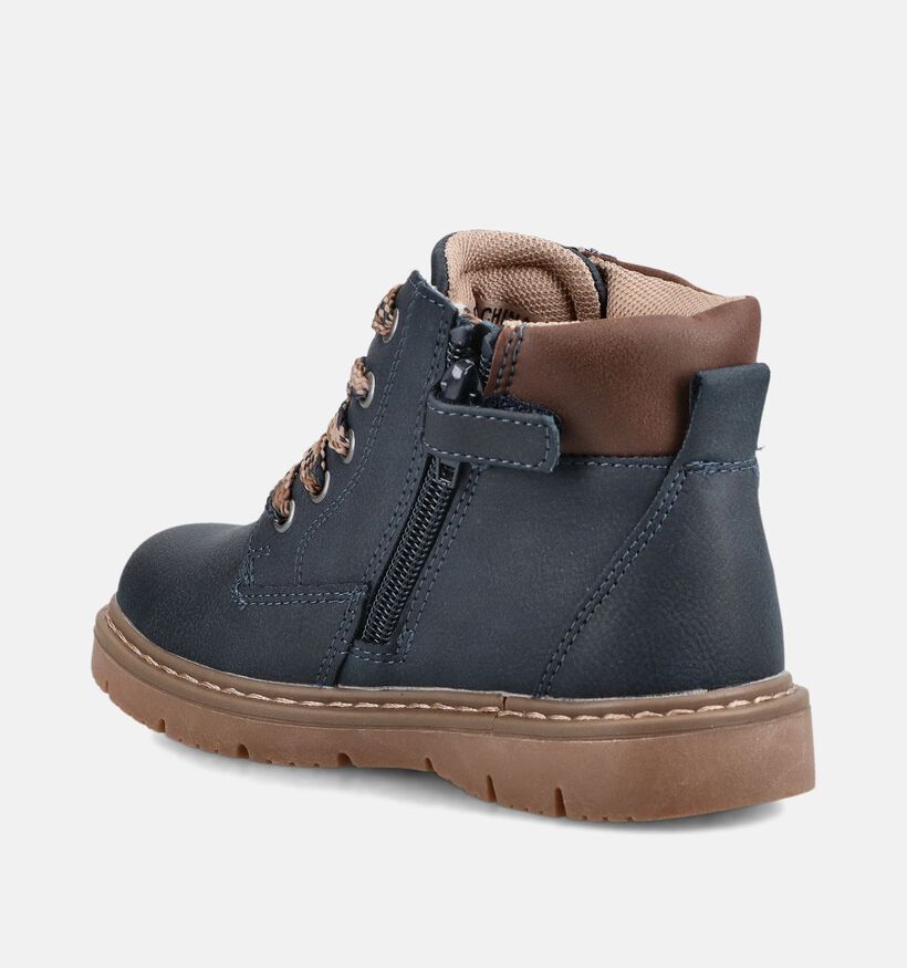 Milo & Mila Boots &agrave; lacets en Bleu/Marron pour gar&ccedil;ons (379216)