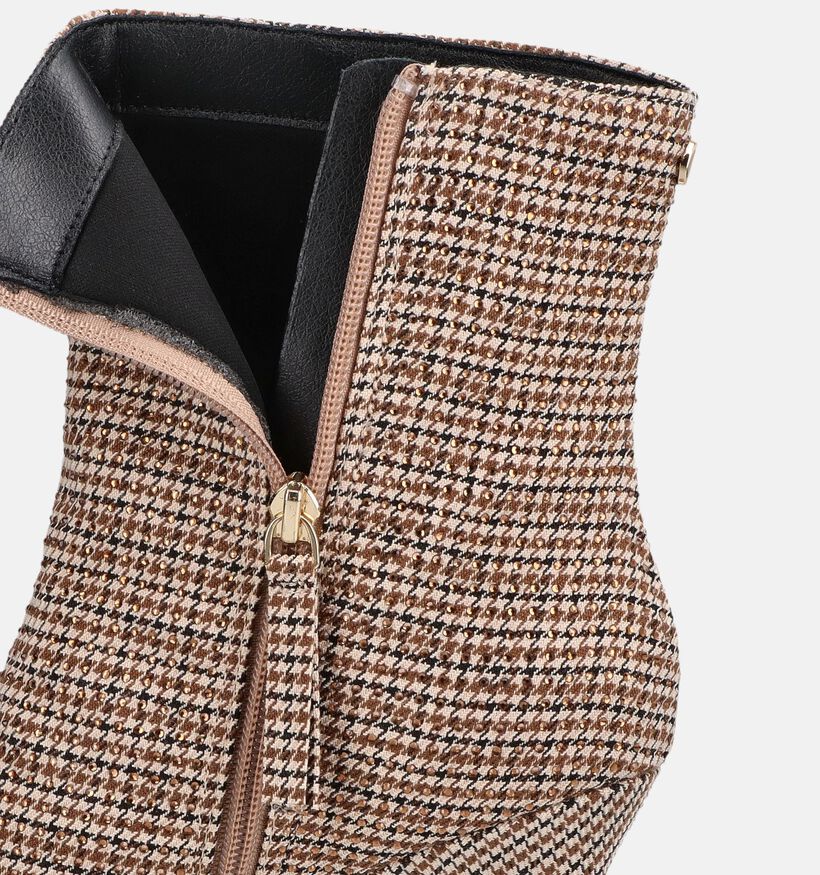 La Strada Donkerbeige Geruite Enkellaarzen met Hoge Hak voor dames (377067)