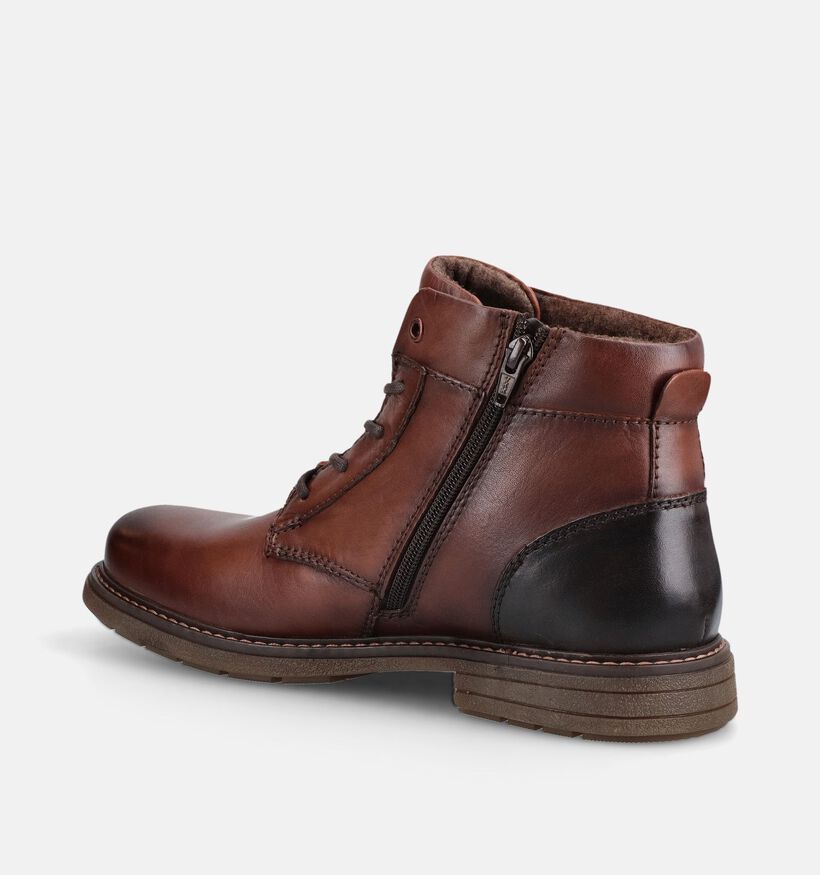 Bugatti Bruine Leren Boots met Veters en Rits voor heren (379849) - geschikt voor steunzolen