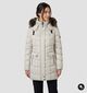 Barbara Lebek Ecru Lange Jas met Faux-fur Kap voor dames (380695)