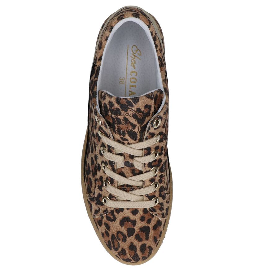 Bruine Shoecolate Sneakers met Luipaardprint in leer (247564)
