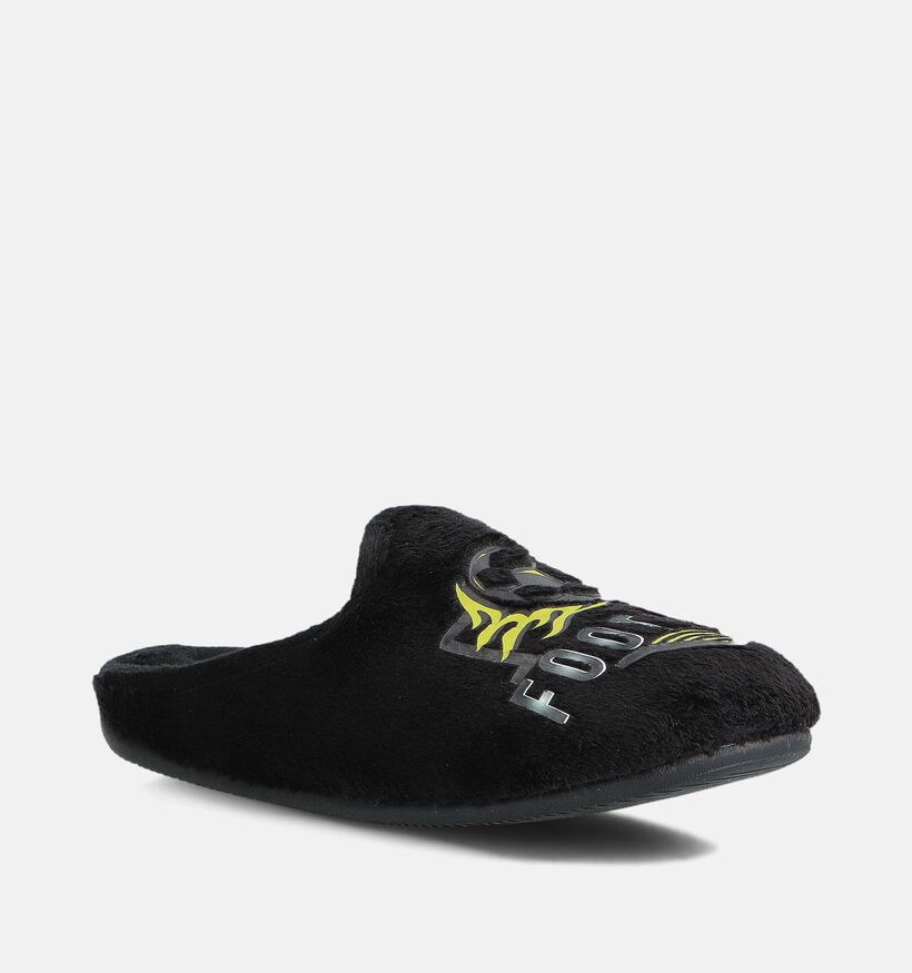 Milo & Mila Football Pantoufles en Noir/Vert pour filles, gar&ccedil;ons (381144)