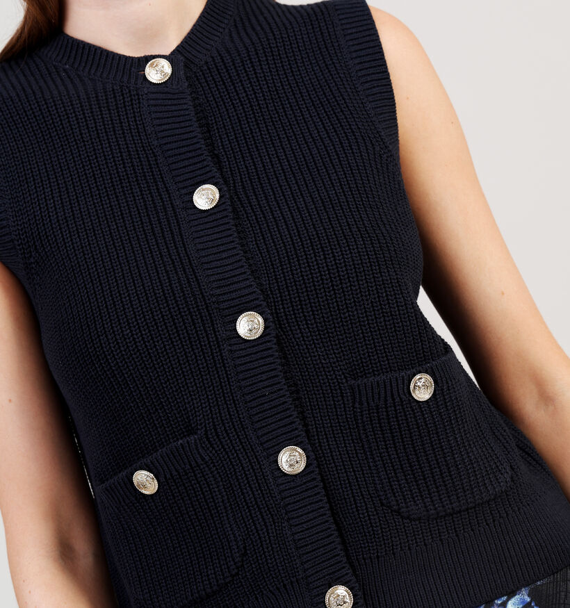 JDY Stella Blauwe Mouwloze Gilet Gouden Knopen voor dames (362437)