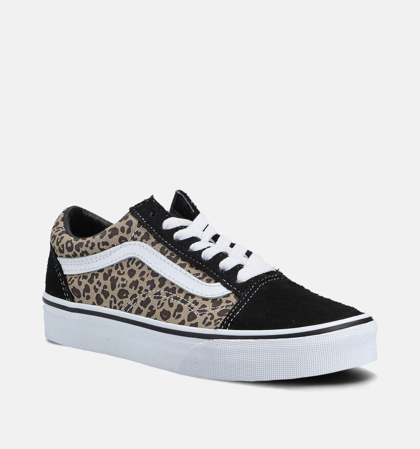 Vans Old Skool Leopard Baskets en Noir pour filles (361120)