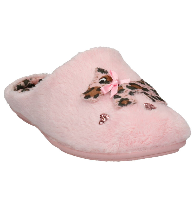 Milo & Mila Roze Pantoffels in stof (255005)