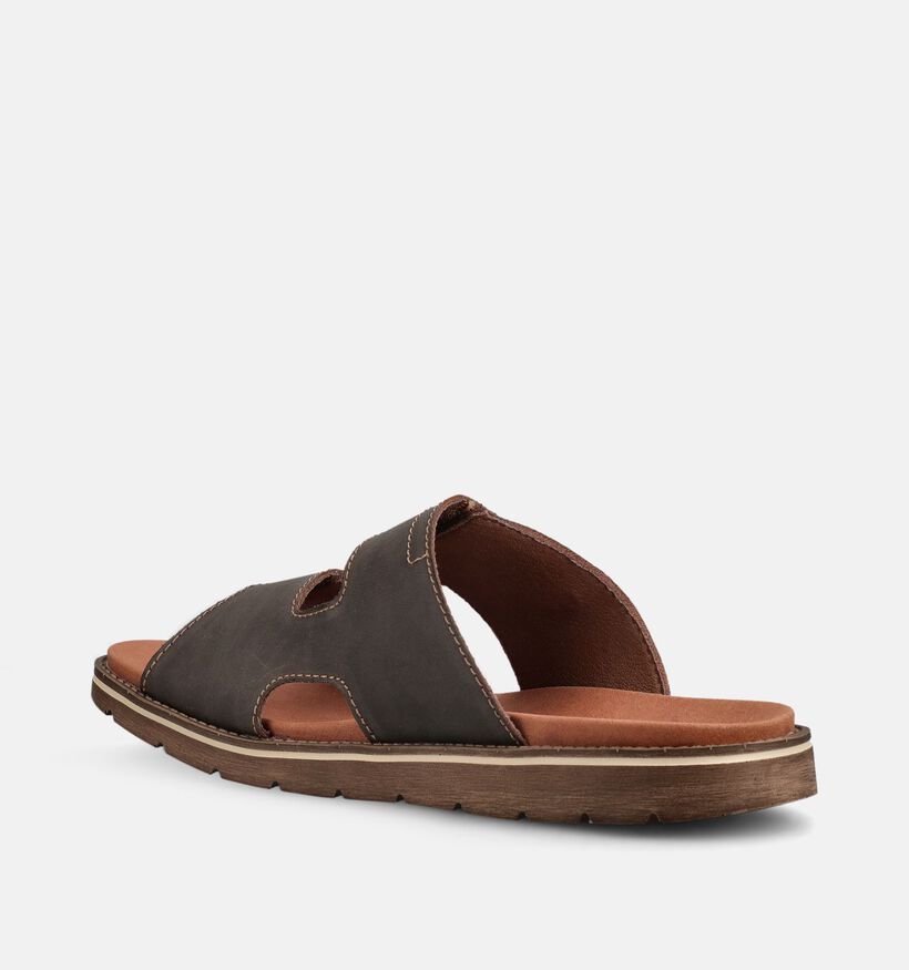 Rieker Nu-pieds en Brun fonc&eacute; pour hommes (370502)