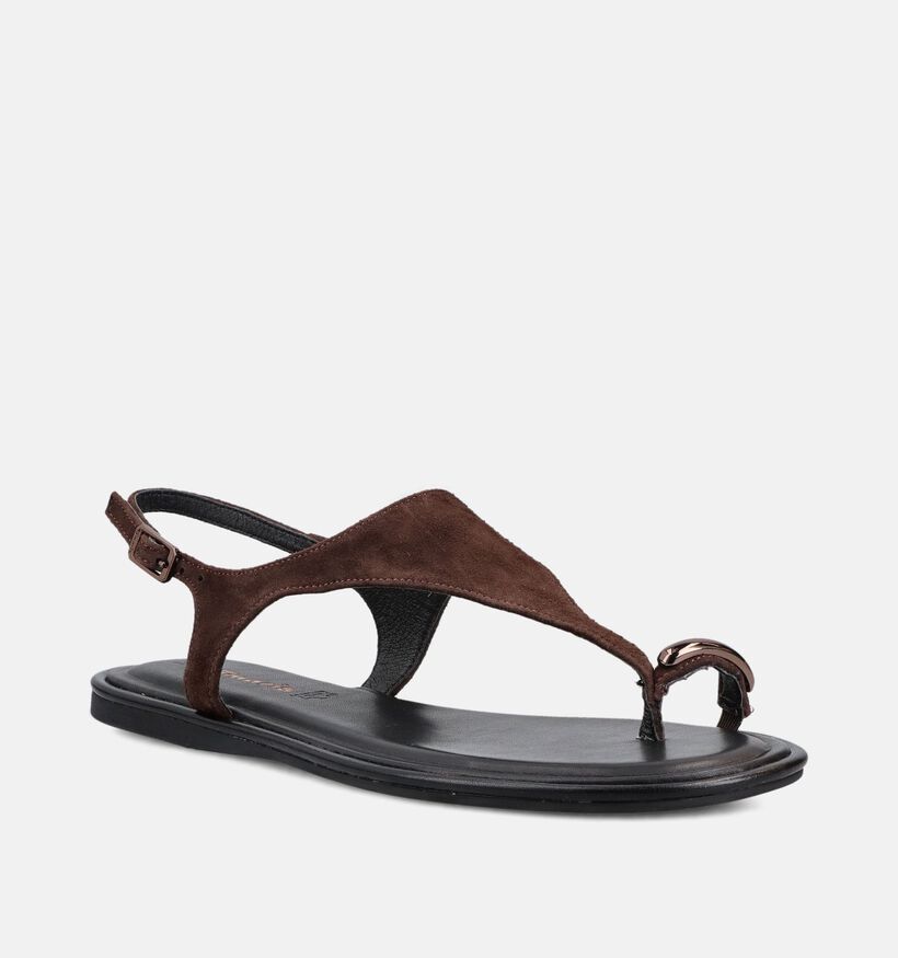 Tamaris Sandales plates en Brun fonc&eacute; pour femmes (371724)
