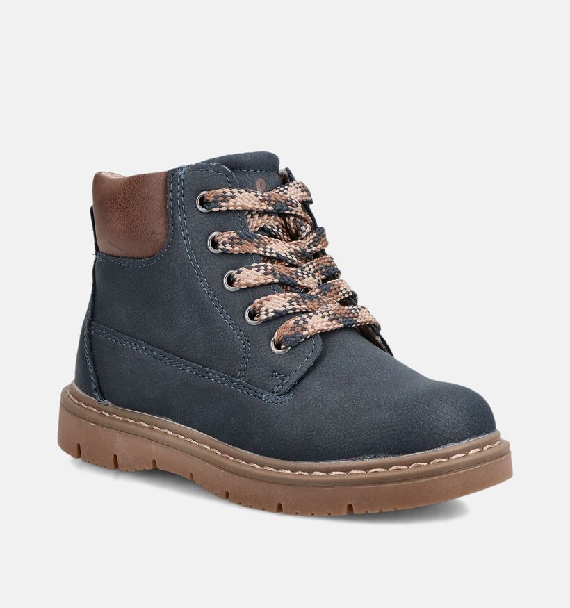 Milo & Mila Boots &agrave; lacets en Bleu/Marron pour gar&ccedil;ons (379216)