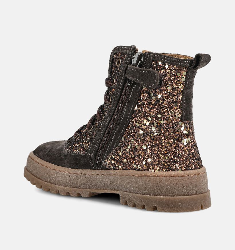 STONES and BONES Blesa Boots &agrave; lacets en Brun fonc&eacute; pour filles (378226) - pour semelles orthop&eacute;diques
