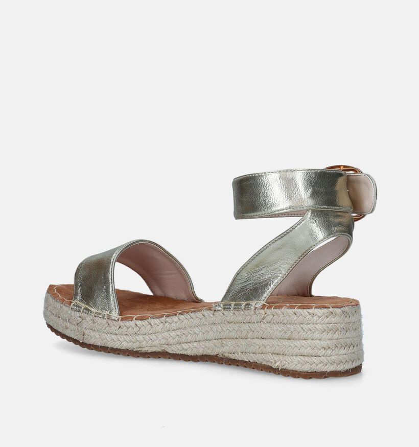 Posh by Poelman Gouden Sandalen met sleehak voor dames (335268)