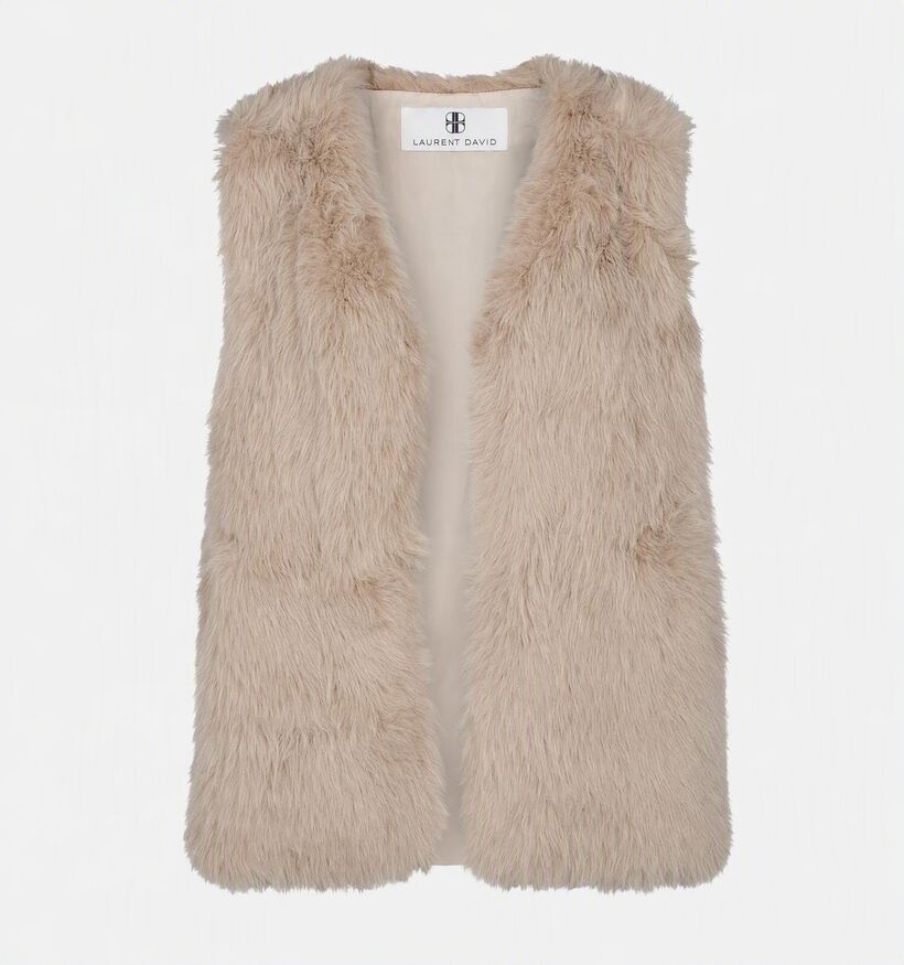 Laurent David Zaragoza Gilet Faux-Fur en Beige pour femmes (382017)