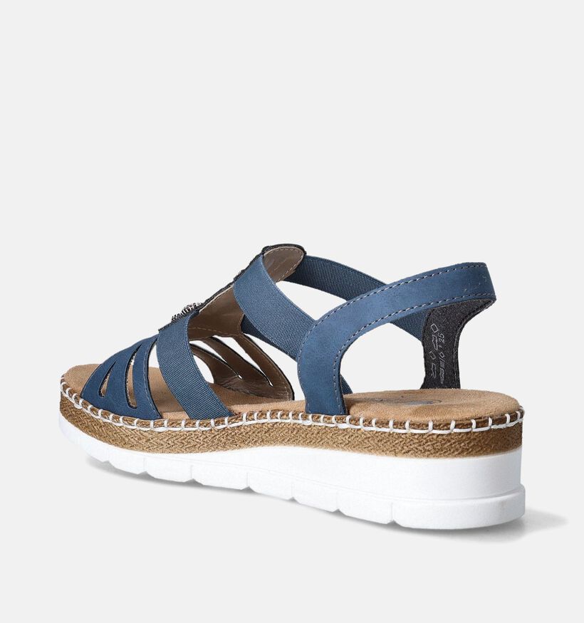 Rieker Sandales talon compensé en Bleu pour femmes (354929)