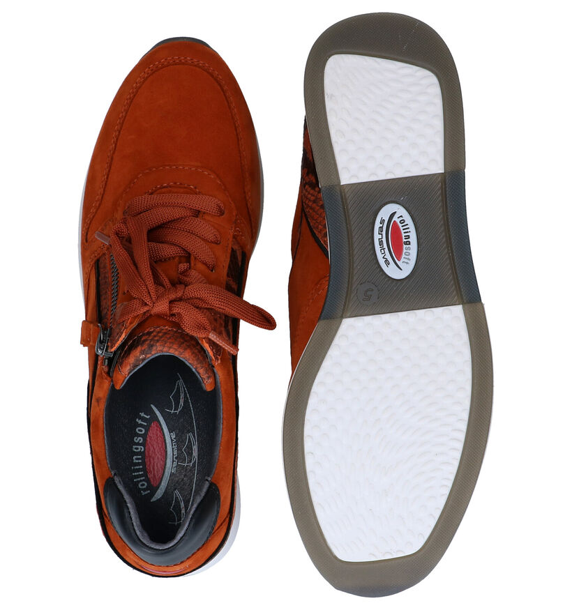 Gabor Rollingsoft Chaussures à Lacets en Orange en nubuck (283813)