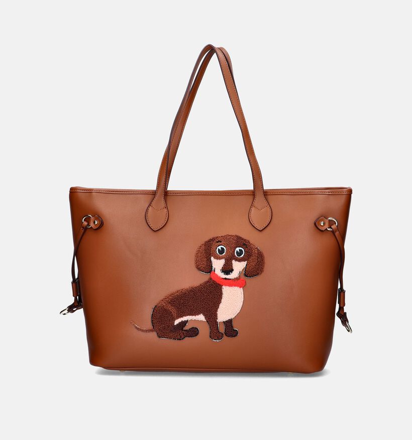 Laurent David Teckel Cognac Shopper tas met rits voor dames (349743)