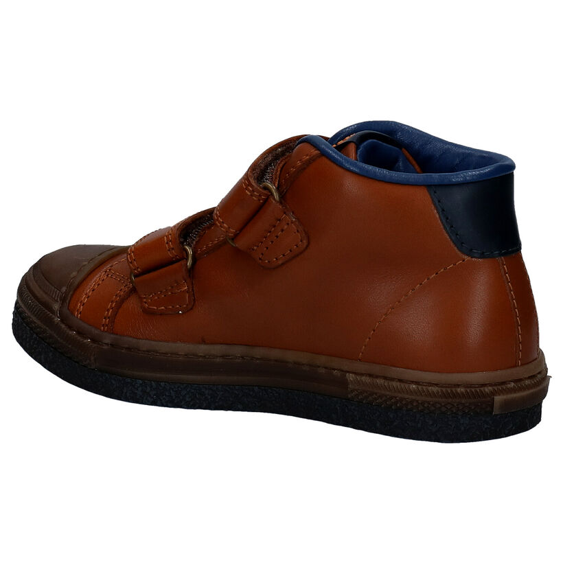 STONES and BONES Linop Cognac Velcroboots in leer (295163)