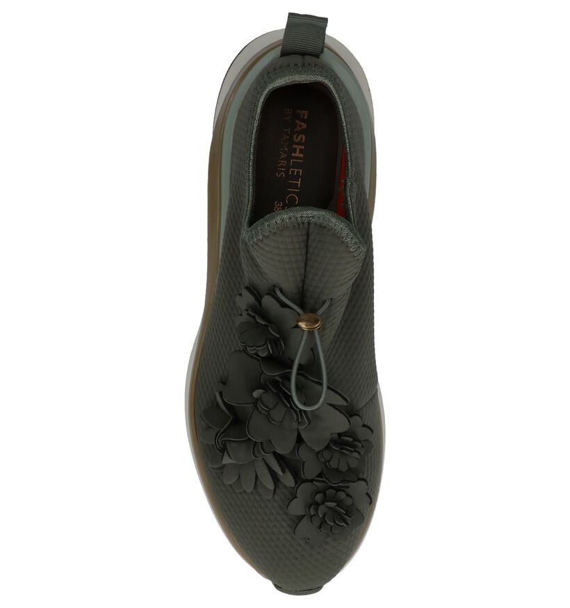 Tamaris Chaussures slip-on en Vert olive en textile (222153)