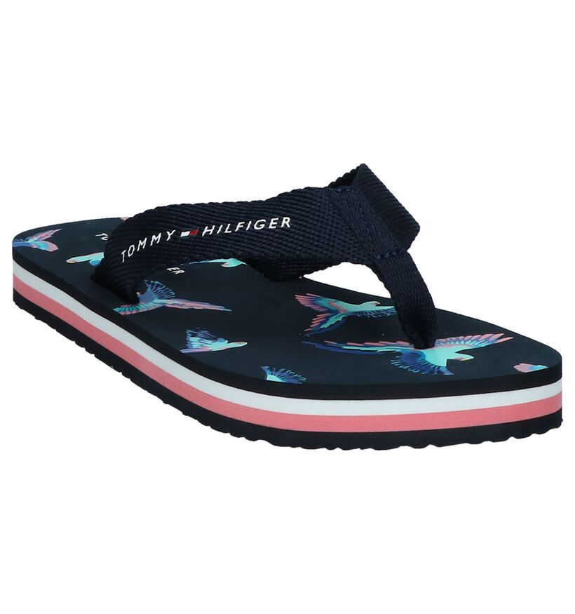 Tommy Hilfiger Parrot Print Beach Sandal Donkerblauwe Slippers, , pdp