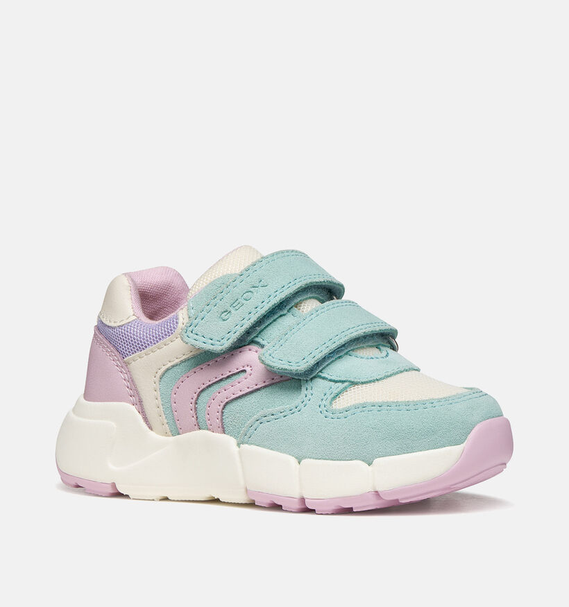 Geox Flexyper Baskets en Vert/Pastel pour filles (368439) - pour semelles orthop&eacute;diques