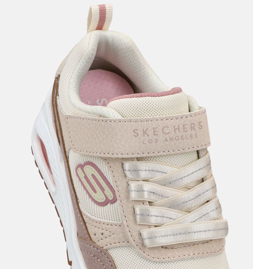 Skechers Uno Mesh Pop Baskets basses en Ecru pour filles (375704) - pour semelles orthop&eacute;diques