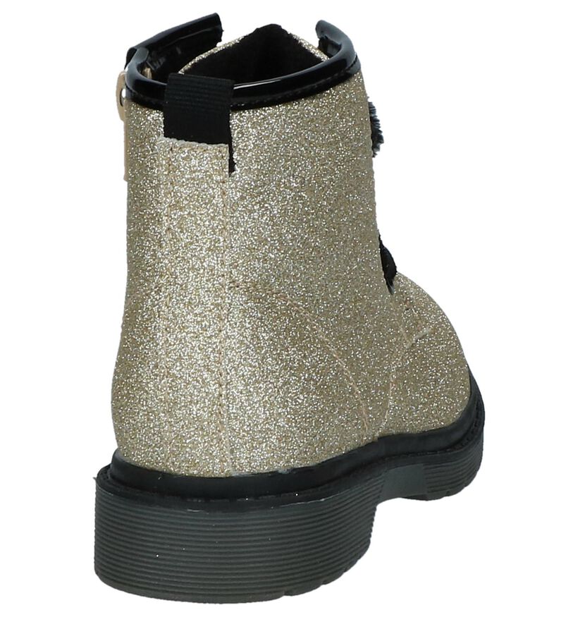 Gouden Boots Rits/Veter met Glitters K3 in stof (226610)