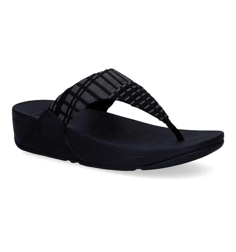 FitFlop Lulu Art Denim Tongs en Noir en textile (304862)