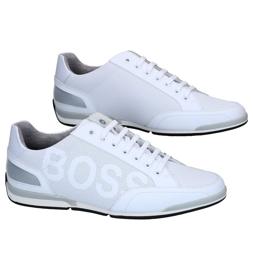 Hugo Boss Saturn Low Chaussures à Lacets en Blanc en cuir (285645)
