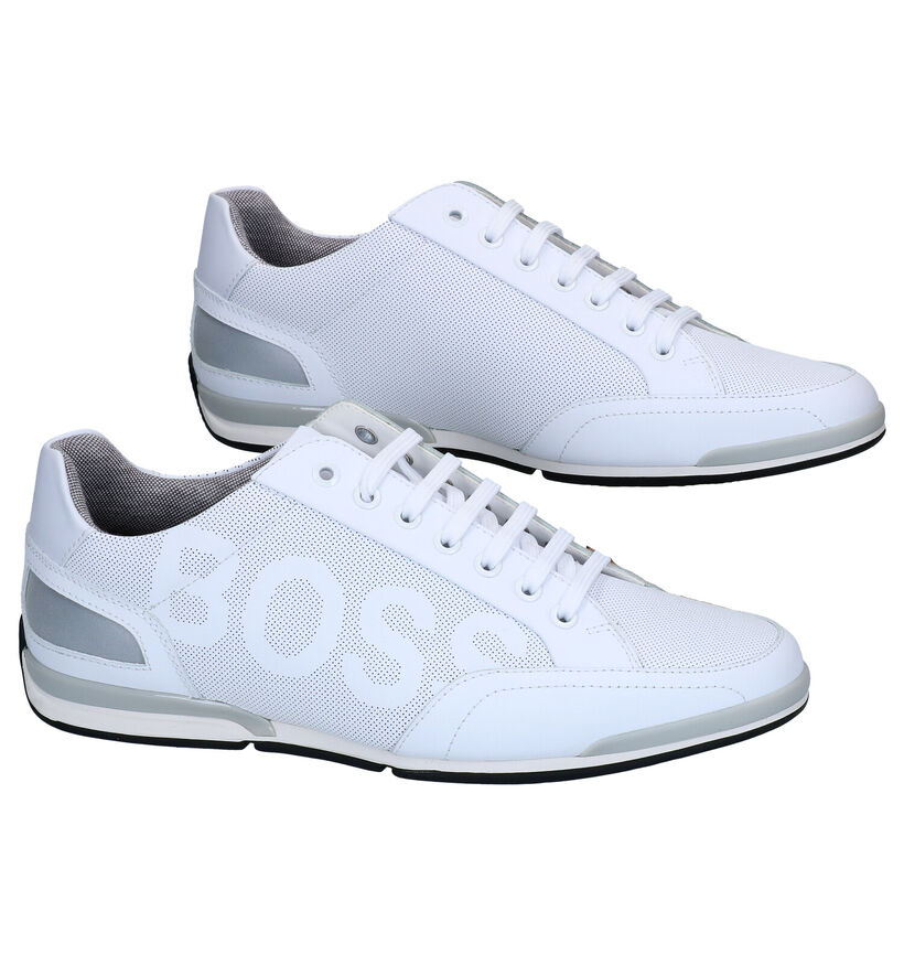 Hugo Boss Saturn Low Witte Veterschoenen in leer (285645)